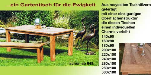 Gartenmöbeltisch aus recyceltemTeakholz