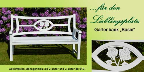 Leben im Landhaus- Stil mit einer weißen Holz Gartenbank, Deko für den Garten ein Geschenk zum Geburtstag für Frau oder Freundin. Geschenk mit Rosenmotiv zum Gebuburtstag, Geschenkidee mit Rosenmotiv zur Hochzeit. Geschenk Rosenbank zum Geburtstag ein Gartendekoration für den Bauerngarten oder Rosengarten, wetterfeste weiße Holz Gartenbank